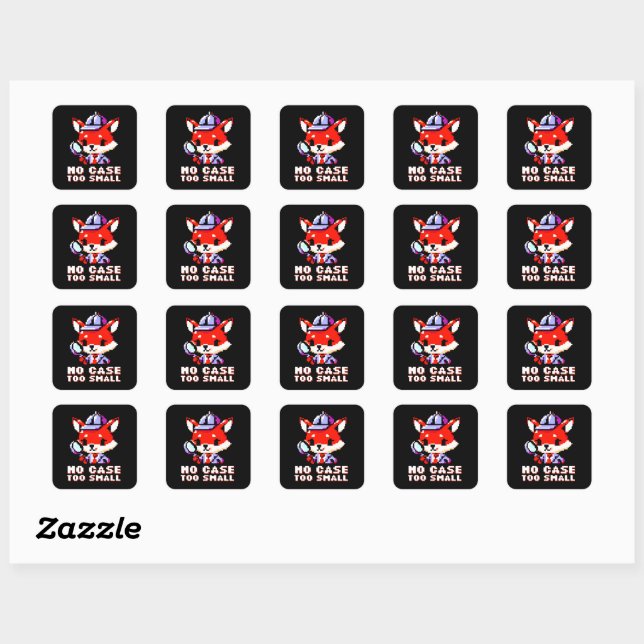 Retro Fox Detective: 8-Bit Whimsy Square Sticker (Sheet)