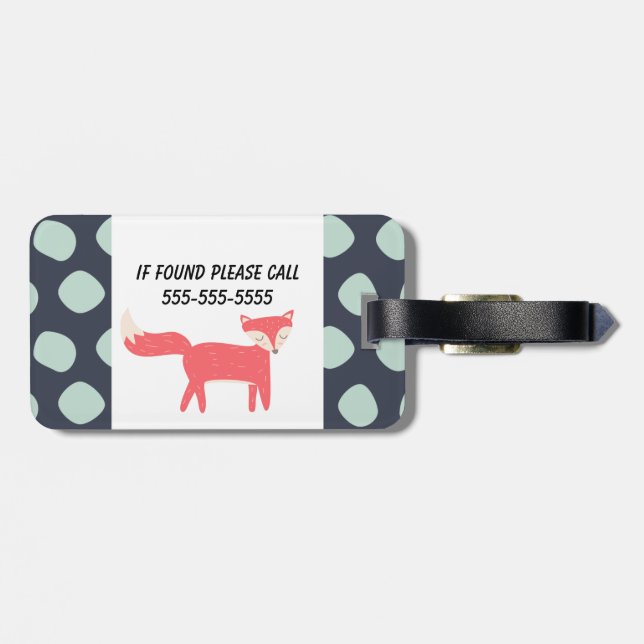 Retro Fox Luggage Tag (Back Horizontal)