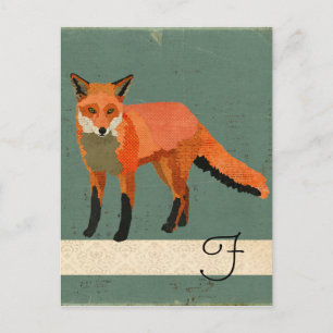 Retro Fox Monogram Postcard
