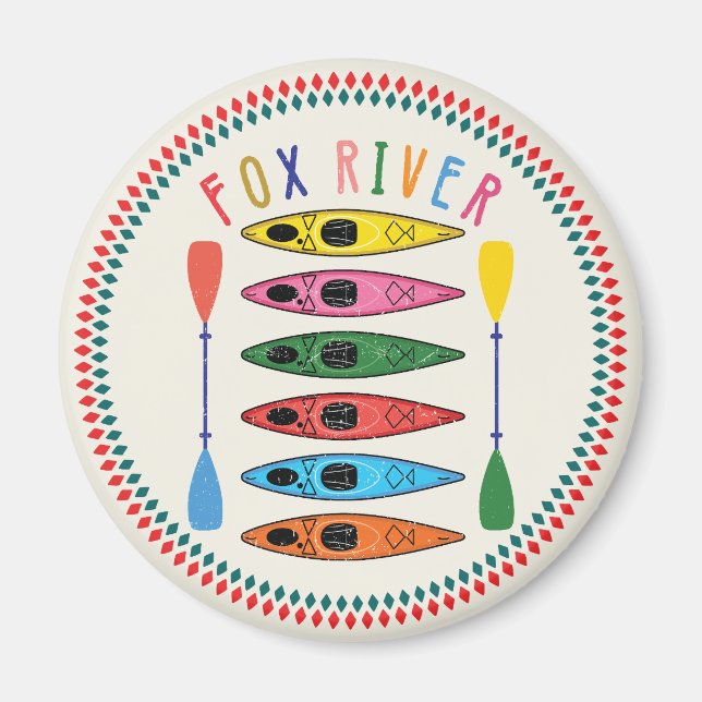 Retro Fox River Kayaking Magnet (Front)