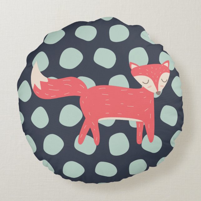 Retro Fox Round Pillow (Back)