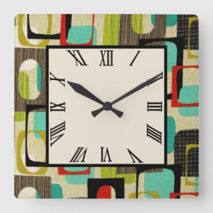 Retro Framed Tan Square Wall Clock