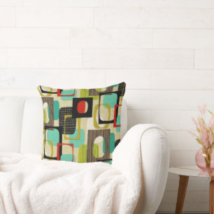 Retro Framed Tan Throw Pillow