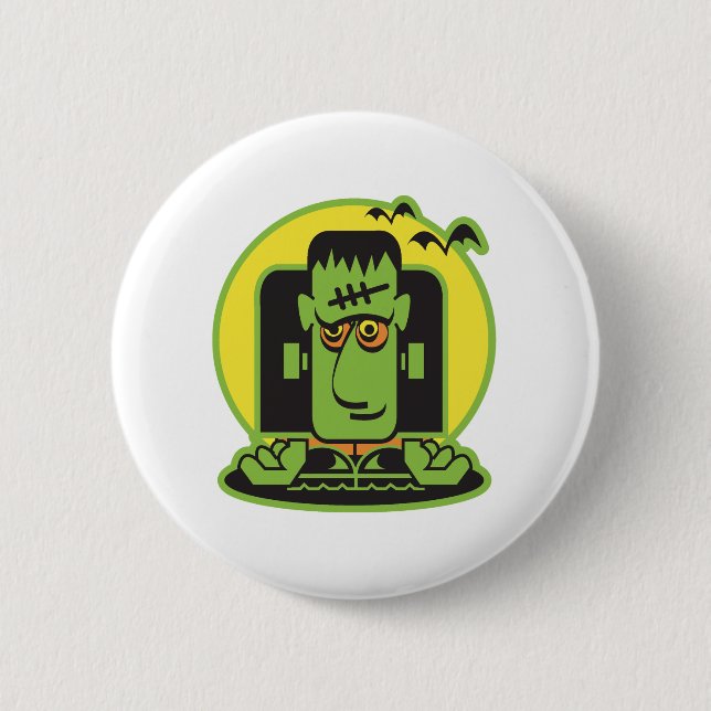 retro frankenstein design 2 inch round button (Front)