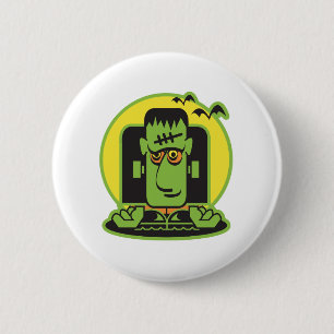 retro frankenstein design 2 inch round button