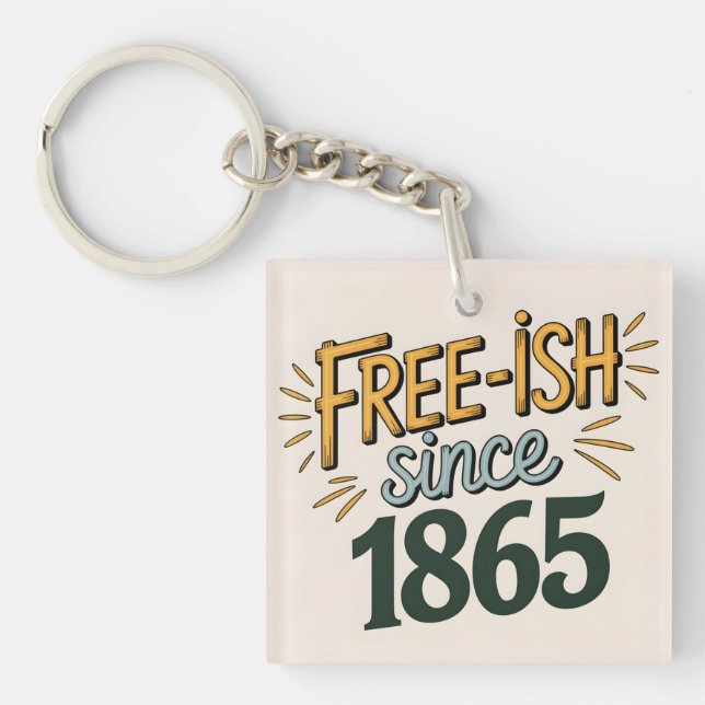 Retro Free-ish Since 1865 Juneteenth Keychain (Front)