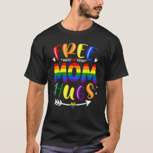 Retro Free Mom Hugs Rainbow LGBT Lesbian Gay Trans T-Shirt