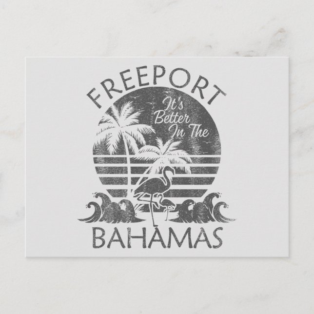 Retro Freeport Bahamas Postcard Vacation Cruise (Front)