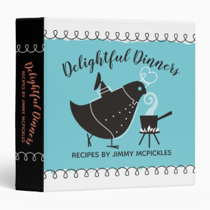Retro French bird chef recipe cookbook binder