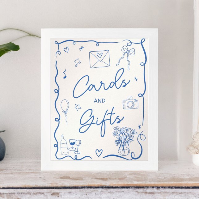 Retro french blue illustrated sign bridal shower (Retro french blue illustrated sign bridal shower)