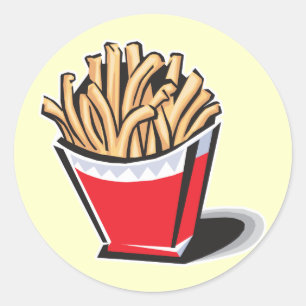 retro french fries design classic round sticker