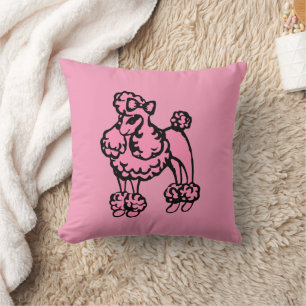 Retro French Poodle Throw Pillow