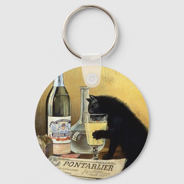 Retro french poster "absinthe bourgeois" keychain (Front)