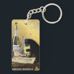 Retro french poster "absinthe bourgeois" keychain<br><div class="desc">Famous poster black cat drinking absinthe has been around the world and remains one of the most beautiful and representative posters of 1900. Founded by brothers Mourgue for Bourgeois famous distillery in Pontarlier, it uses the same codes as the famous painting by Charles Maire for french Absinthe Pernod Fils, namely:...</div>