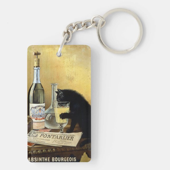 Retro french poster "absinthe bourgeois" keychain (Back)