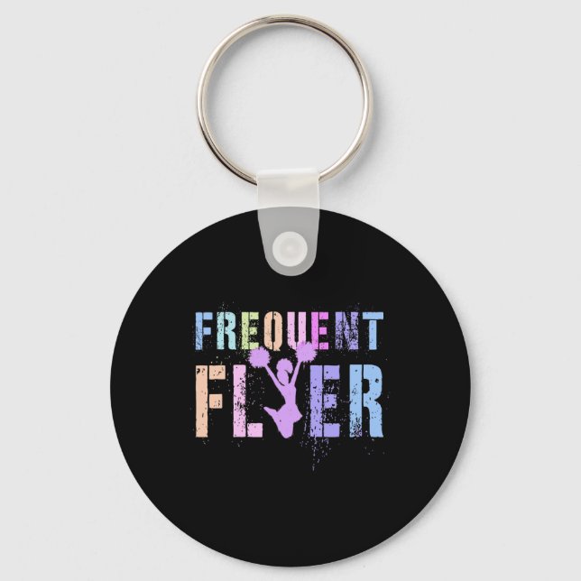 Retro Frequent Flyer Cheerleading Team Cheerleader Keychain (Front)