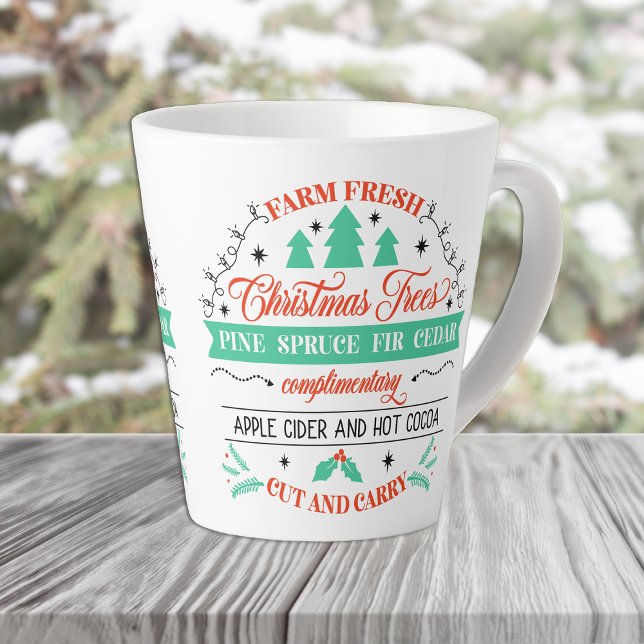 Retro Fresh Cut Christmas Trees Advertisement Latte Mug (Creator Uploaded)