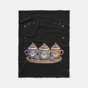 Retro Freshly Boo'd Coffee Lovers Boujee Ghost Hal Fleece Blanket