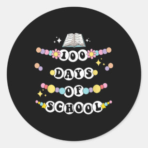 Retro Friendship Bracelet 100 Days Of School Kids  Classic Round Sticker