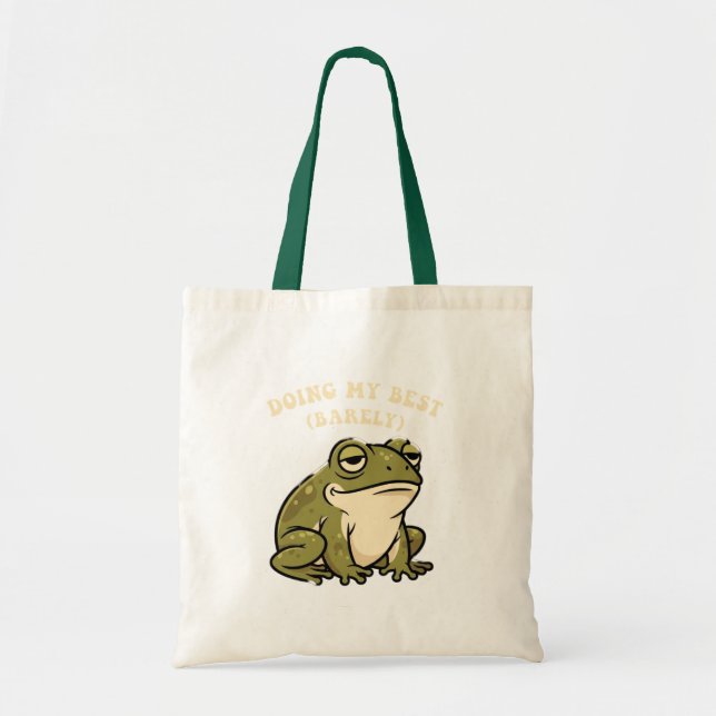 Retro Frog Barely Trying Canvas Tote Bag (Devant)