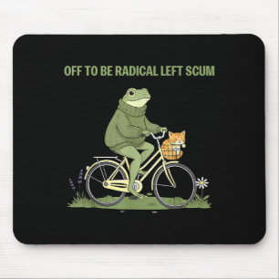 Retro frog bicycle cat off to be radical left scum mouse pad
