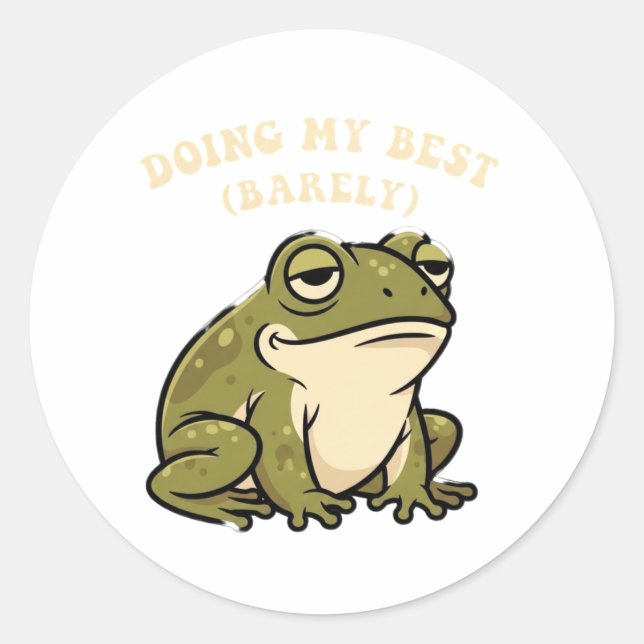 Retro Frog Doing My Best Vinyl Sticker (Devant)