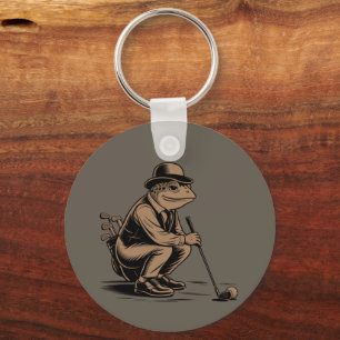 Retro Frog Funny Retro Frog Golf Lover Keychain