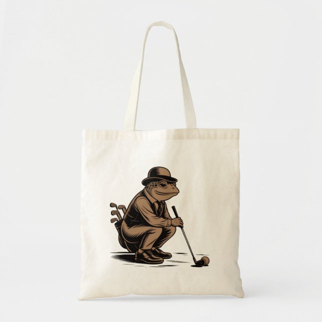 Retro Frog Funny Retro Frog Golf Lover Tote Bag (Front)