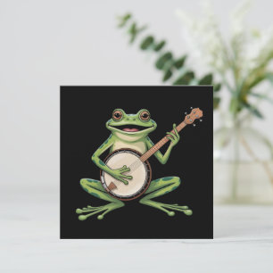 Retro Frog Playing Banjo 90s Music Lovers Vintage Invitation
