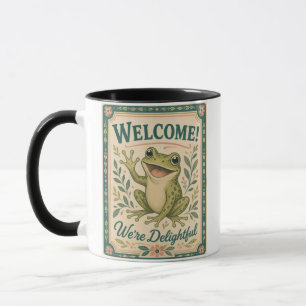 Retro Frog Welcome We're Delightful Art Vintage Mug