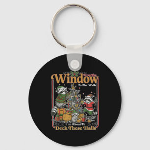 Retro From The Windows To The Walls Funny Raccoon  Keychain