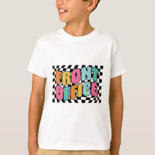 Retro Front Office Chequered Admin Team First Day T-Shirt