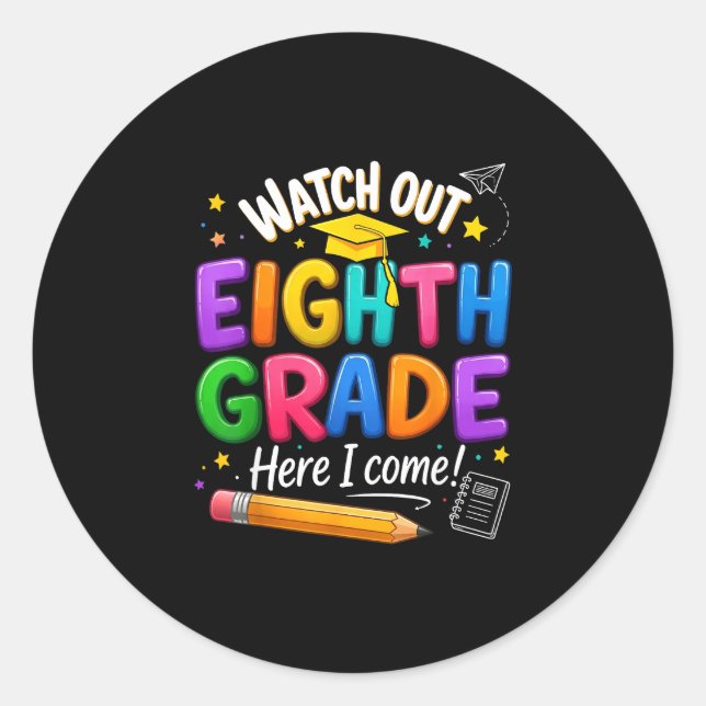 Retro front office squad happy first day of school classic round sticker (Front)