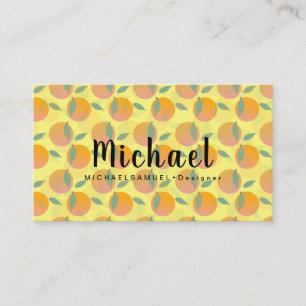 Retro Fruit Orange Pattern Designer Business Card