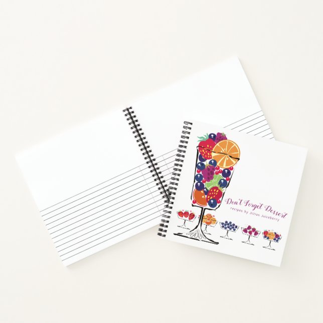 Retro fruit salad personalized recipe cookbook notebook (Inside)