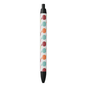Retro Fruity Apple Pattern Black Ink Pen