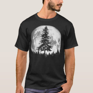 Retro Full Moon  Minimalist Pine Tree Vintage Grap T-Shirt