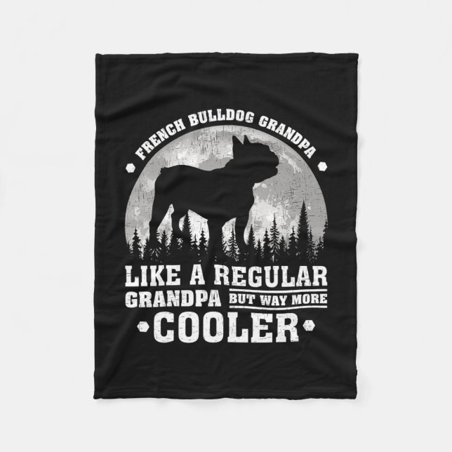 Retro Fun French Bulldog Grandpa Father's Day  Fleece Blanket (Front)