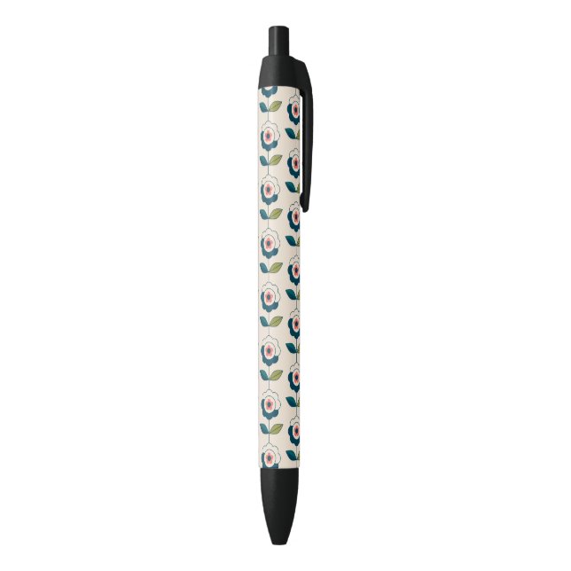 Retro Fun Garden Flower Pattern Black Ink Pen (Bottom (Vertical))