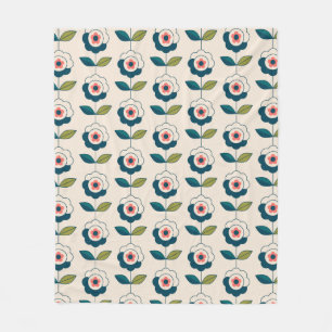 Retro Fun Garden Flower Pattern Fleece Blanket