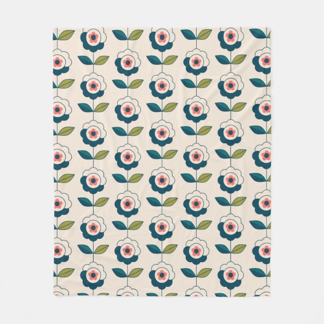 Retro Fun Garden Flower Pattern Fleece Blanket (Front)
