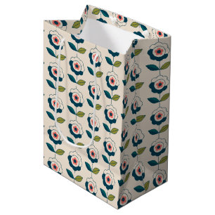 Retro Fun Garden Flower Pattern Medium Gift Bag