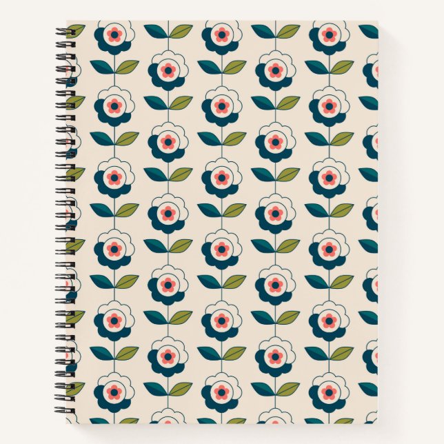 Retro Fun Garden Flower Pattern Notebook (Front)