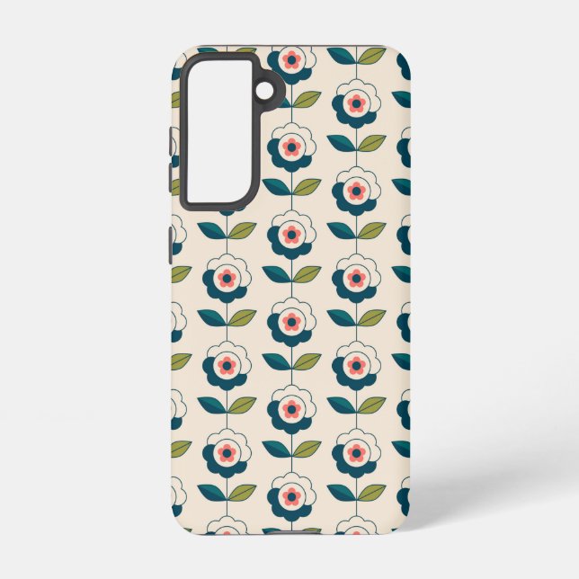 Retro Fun Garden Flower Pattern Samsung Galaxy S21 Case (Back)