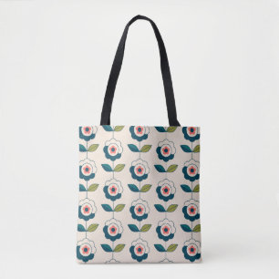 Retro Fun Garden Flower Pattern Tote Bag