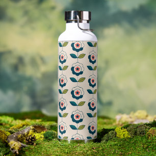 Retro Fun Garden Flower Pattern Water Bottle