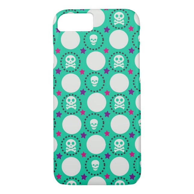 Retro Fun Green Skull Pattern Case-Mate iPhone Case (Back)