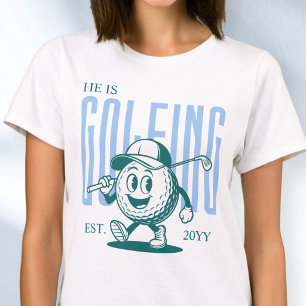 Retro Fun Humour Blue Personalized Golf Wife T-Shirt
