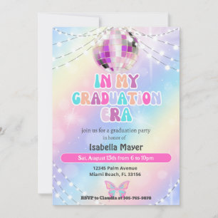 Retro Fun In Her Era Pastel Graduation Invitation