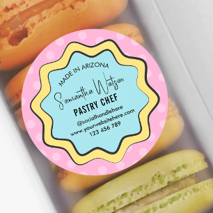 Retro Fun Nostalgia Modern Cafe Bakery Pastry Chef Classic Round Sticker